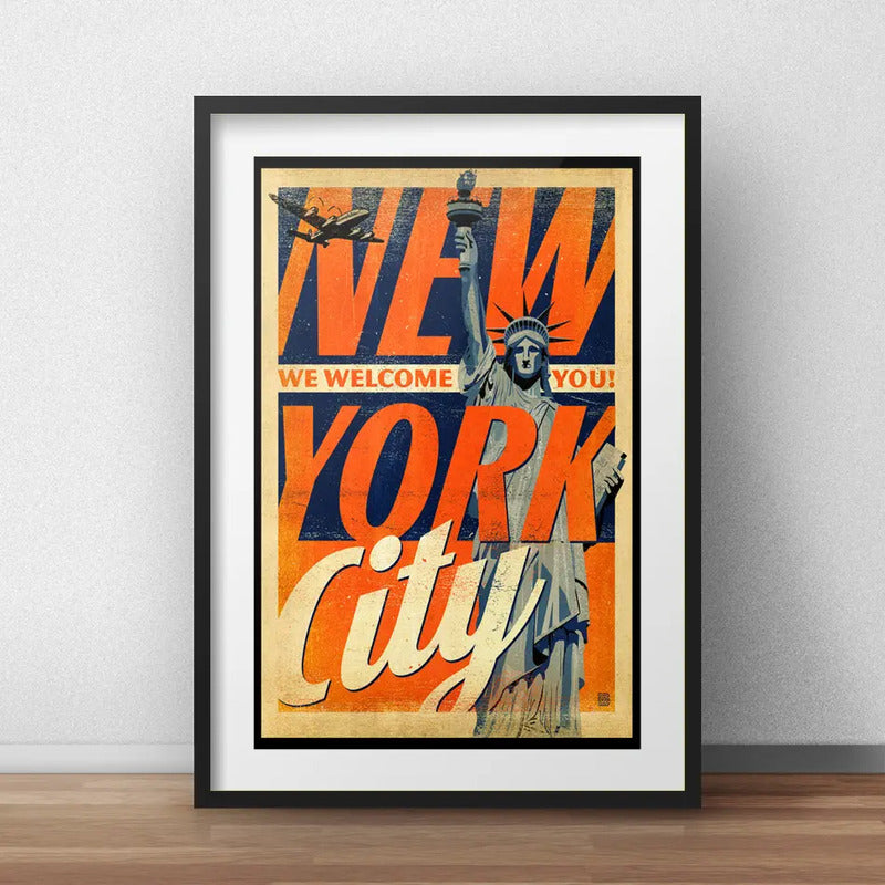 Set 3 Cuadros Londres Paris Nueva York Ciudades Con Paspartu