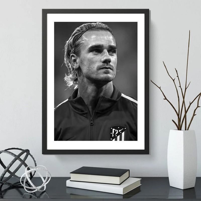 Cuadro Antoine Griezmann Fútbol Jugador Atlético De Madrid Marco Negro