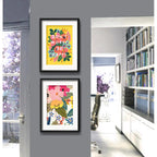 Set 2 Cuadros Flores Pop Art Frase Don't Worry Con Paspartú