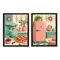 Set 2 Cuadros Cocina Anos 50 Retro Decora Living Comedor Marco Negro