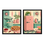 Set 2 Cuadros Cocina Anos 50 Retro Decora Living Comedor Marco Negro