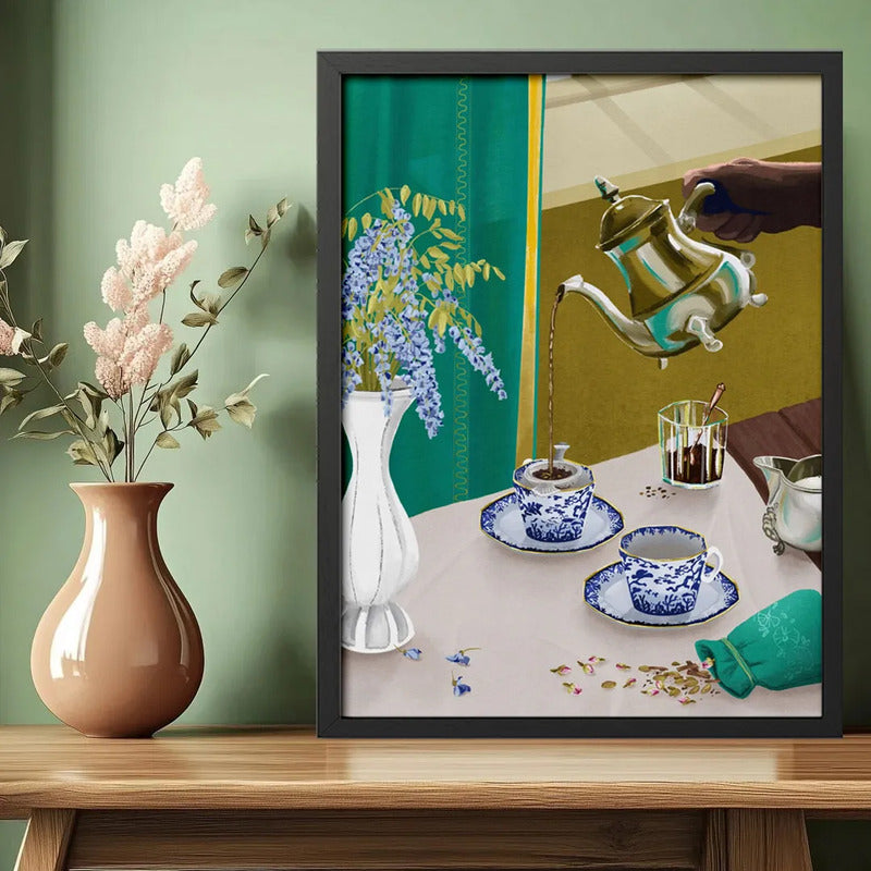 Cuadro Cocina Living Odio El Té Inglés Mate Retro Arte Marco Negro
