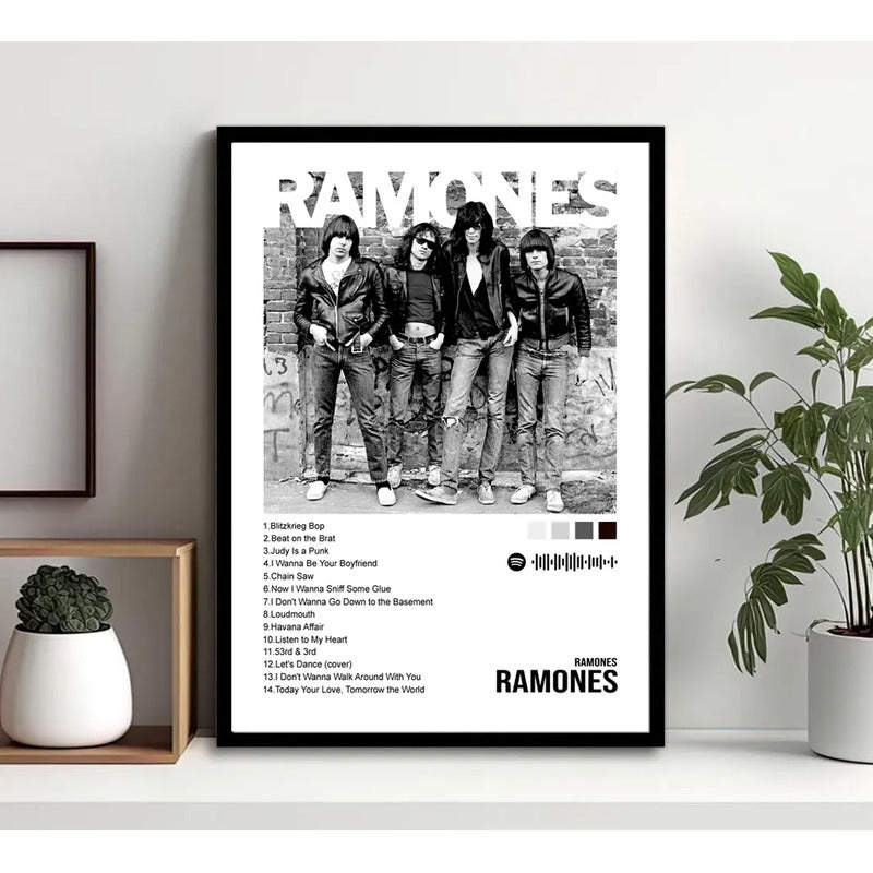 Cuadro Ramones Primero Album Spotify Canciones Punk Rock Marco Negro