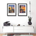 Set 2 Cuadros Montevideo Uruguay Paisajes Arte Con Paspartu 53x33cm Cada Cuadro Negro