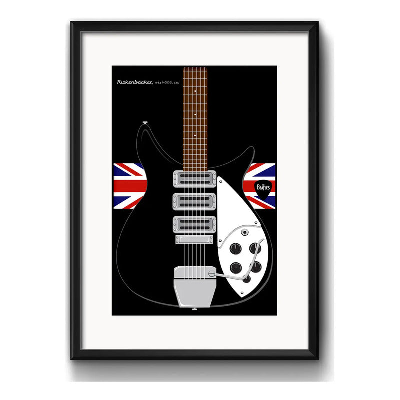 Cuadro Guitarra George Harrison Beatle Decoracion Paspartú Marco Negro