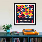 Cuadro Bauhaus Arte Arquitectura Geometrica Colores 33x33cm Bauhaus 9 Marco Negro