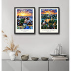 Set 2 Cuadros Barcelona Espana Ciudad De La Costa Uruguay Marco Negro