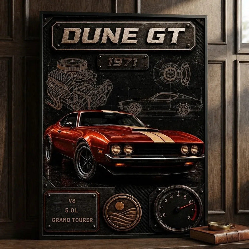 Cuadro Ford Mustang Mach 1 Clasico Arte 3d Auto Decoracion Marco Negro