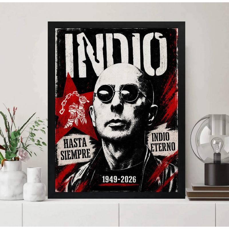 Cuadro Indio Solari Eterno Los Redondos Homenaje Rock Brs1 Marco Negro