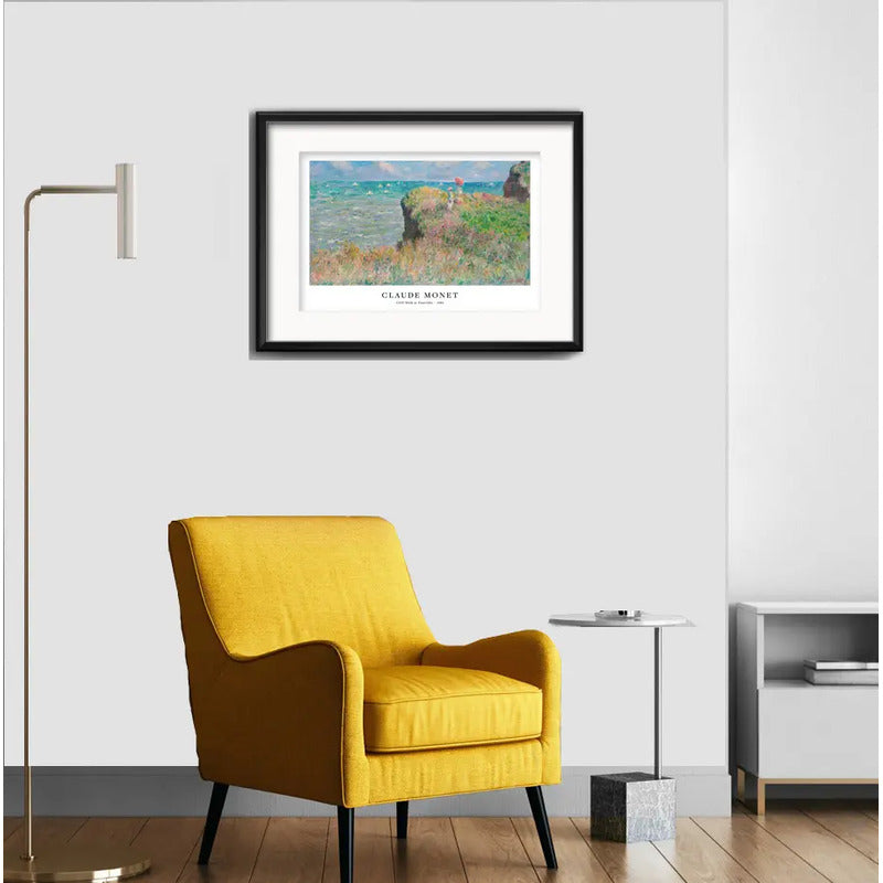 Cuadro Claude Monet Paseo Por Pourville 53x43cm Con Paspartú Marco Negro