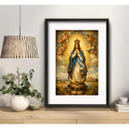 Cuadro Inmaculada Concepción Virgen Maria Jesús Con Paspartú Marco Negro