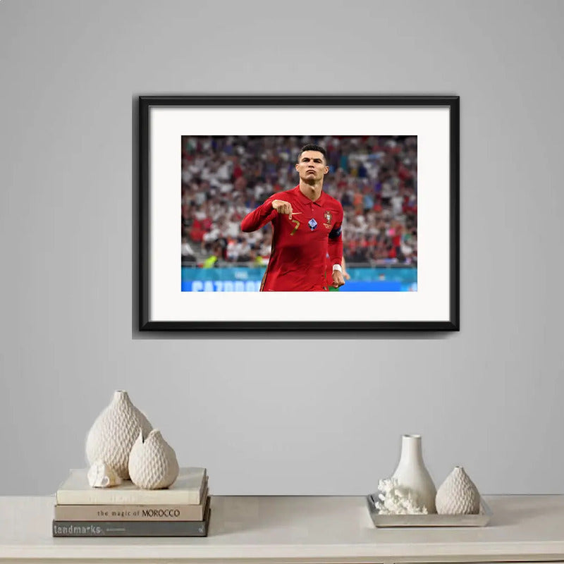 Cuadro Cristiano Ronaldo Futbol Foto B2 Deporte Con Paspartú Marco Negro