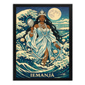 Cuadro Iemanja Diosa Del Mar Afro Orixa Umbanda Arte Olas Marco Negro