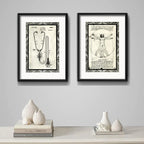 Set 2 Cuadros Medico Estetoscópio Hombre Vitruvio Paspartu