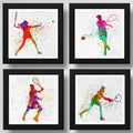 Set 4 Cuadros Tenis Pop Art Tenista Raqueta Club Deporte