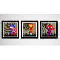Set 3 Cuadros Heroes Kids Capitan America Iron Man Spiderman