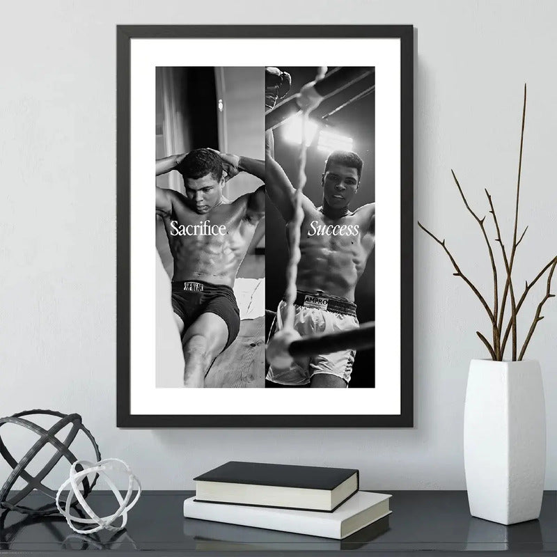 Cuadro Muhammad Ali Motivacional Deporte Boxe Gym Decoracion Marco Negro