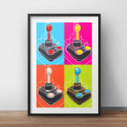 Cuadro Control Game Retro Joystick Juego Arcade Con Paspartú Marco Negro