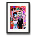 Cuadro Pareja Calaveras Mexicanas Tattoo Decoracion Paspartú