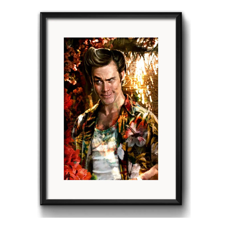 Cuadro Ace Ventura Pop Art Jim Carrey Pelicula Con Paspartú Marco Negro