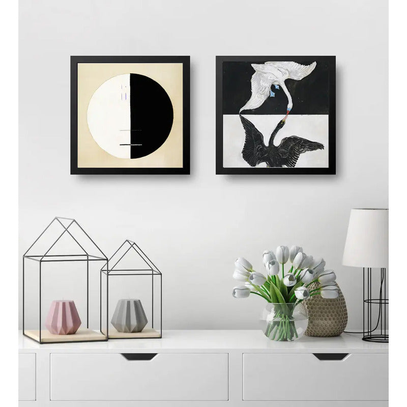 Set 2 Cuadros Hilma Af Klint Arte Abstracto Museo Buda Cisne Marco Negro