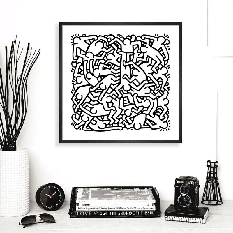Cuadro Keith Haring Humanism Arte Obra Decoracion 33x33cm Marco Negro