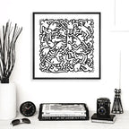 Cuadro Keith Haring Humanism Arte Obra Decoracion 33x33cm Marco Negro