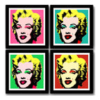Set 4 Cuadros Marilyn Monroe Pop Art Andy Warhol Vintage Marco Negro