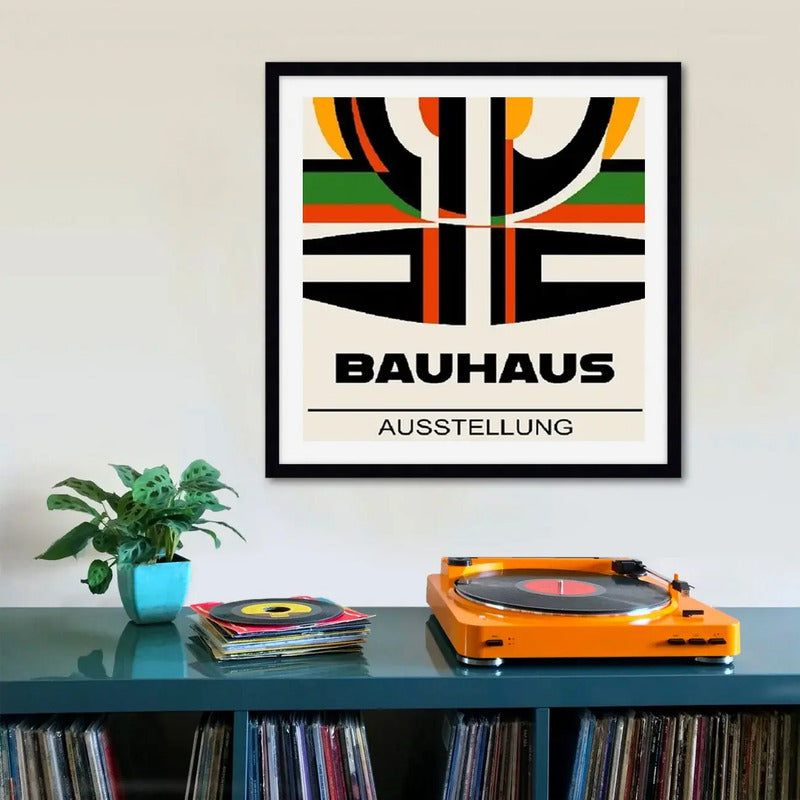 Cuadro Bauhaus Arte Arquitectura Geometrica Colores 33x33cm Bauhaus 7 Marco Negro