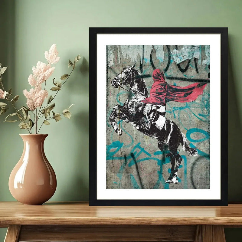 Cuadro Banksy Napoleon Caballo Arte Urbano Decoracion Marco Negro