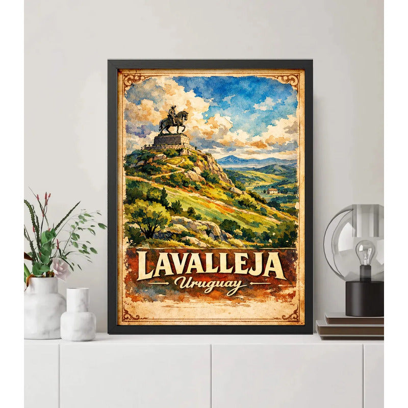 Cuadro Lavalleja Cerro Artigas Minas Paisajes Retro Uruguay Marco Negro