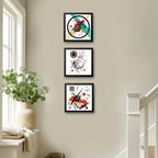 Set 3 Cuadros Kandinsky Arte Abstracto Bauhaus Geometrico Marco Negro