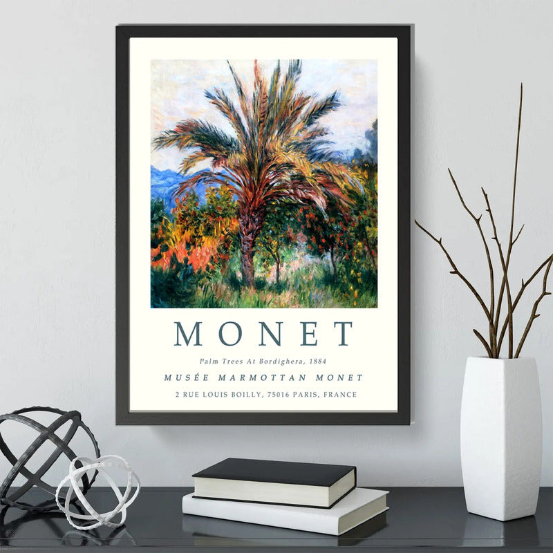 Cuadro Dormitorio Living Claude Monet Palmeras En Bordighera Marco Negro