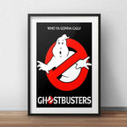 Cuadro Ghostbusters Cazafantasmas Pelicula Con Paspartú Modelo 2 Con Marco Negro