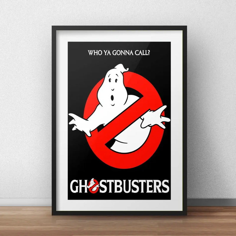 Cuadro Ghostbusters Cazafantasmas Pelicula Con Paspartú Modelo 2 Con Marco Negro