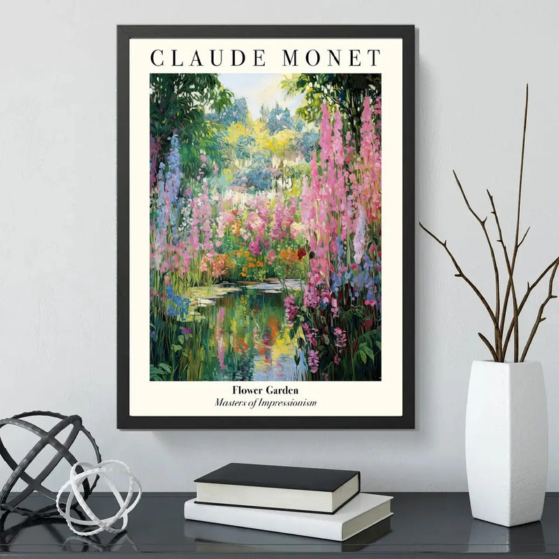 Cuadro Claude Monet Jardines De Flores 1  Arte Decoracion Marco Negro
