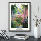 Cuadro Claude Monet Jardines De Flores 1  Arte Decoracion Marco Negro