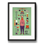 Cuadro Hipster Essentials Vintage Barberia Tattoo C Paspartú Marco Negro