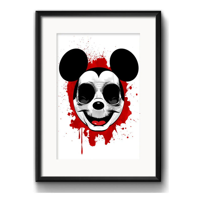 Cuadro Raton Mickey Mouse Hipster Arte Urbano Con Paspartú Marco Negro