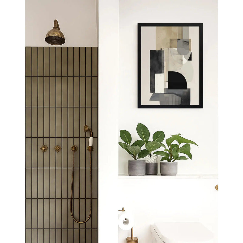 Cuadro Dormitorio Living Boho Arte Abstracto Borde Urbano Marco Negro