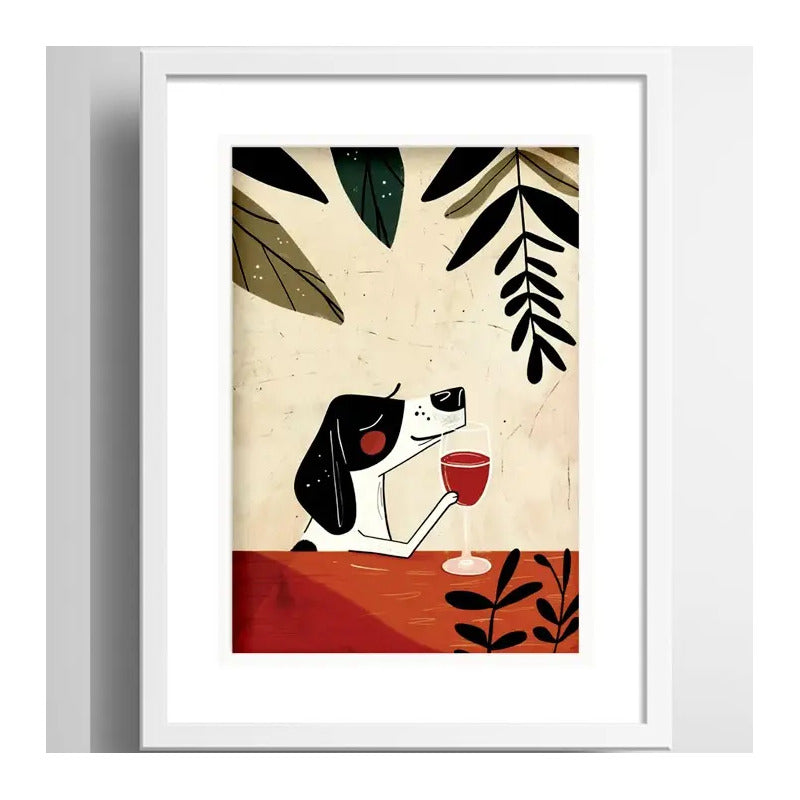 Cuadro Perro Tomando Vino Animales Decoracion Con Paspartú