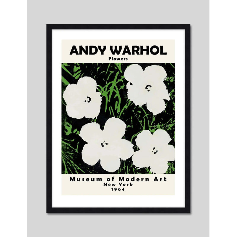 Cuadro Andy Warhol Flores Blancas Pop Art Decoracion Moderna Marco Negro