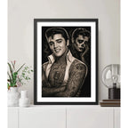 Cuadro Elvis Presley Rock Tattoo Tatuaje Arte Retro Vintage Marco Negro