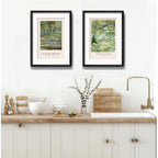 Set 2 Cuadros Living Claude Monet Van Gogh Brs2 Con Paspartu Marco Negro