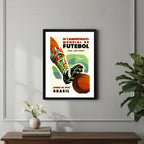 Cuadro Copa Del Mundo Futbol 1950 Brasil Campeonato Retro Marco Negro