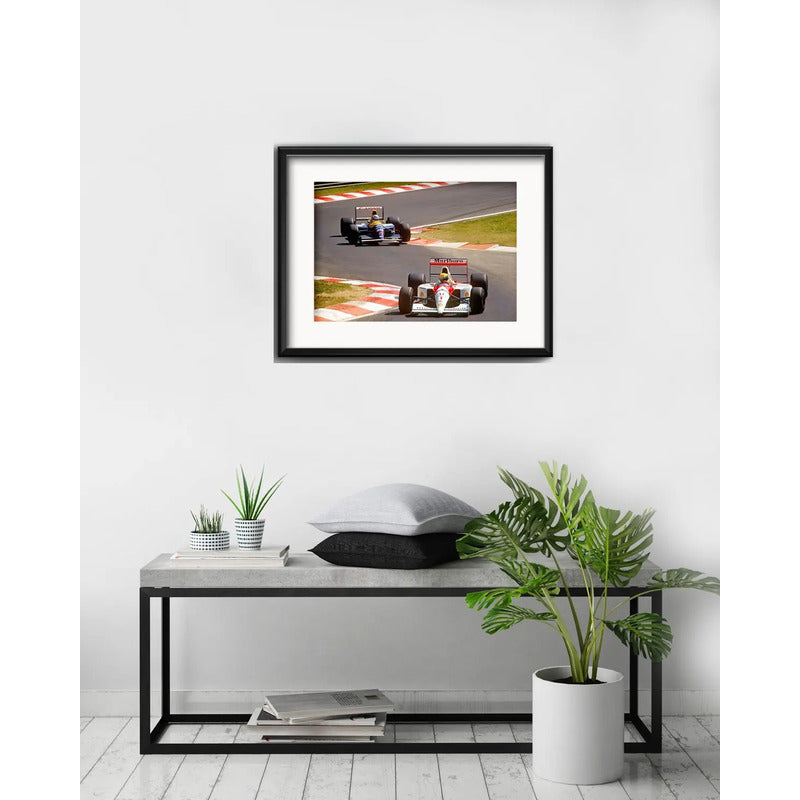 Cuadro Ayrton Senna Alain Prost Formula 1 53x43cm Paspartú Marco Negro
