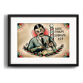 Cuadro Barbero Retro Tattoo Old School Barberia Paspartú Br2 Marco Negro