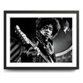 Cuadro Jimi Hendrix Blanco Y Negro Psicodélico Rock Guitarra Marco Negro