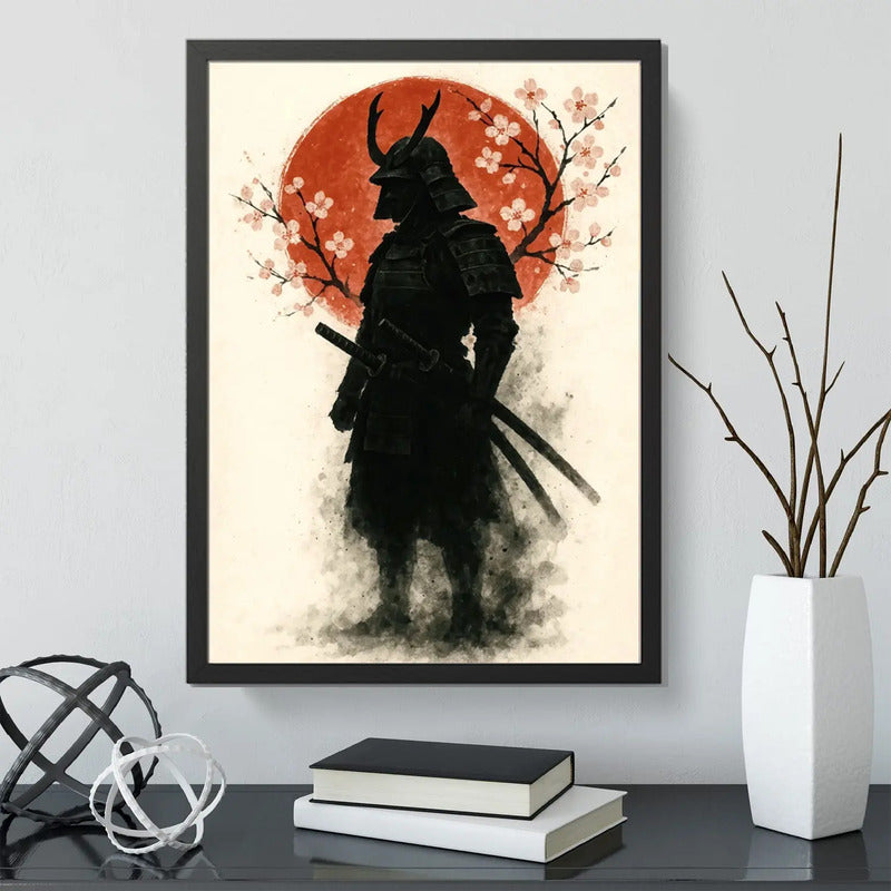 Cuadro Samurai Kabuto Arte Japonés Oriental Anime Decoracion Marco Negro