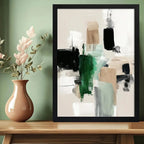 Cuadro Dormitorio Living Boho Arte Abstracto Tierra Urbana Marco Negro